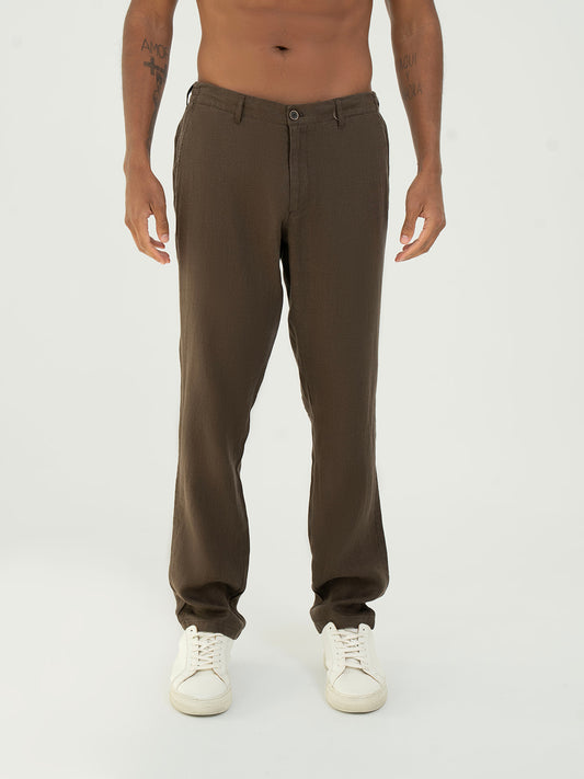 linen Trousers - Brown