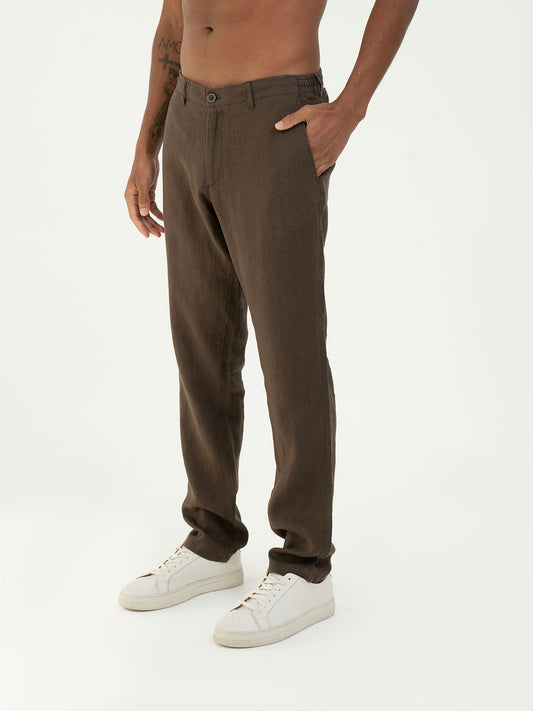 linen Trousers - Brown