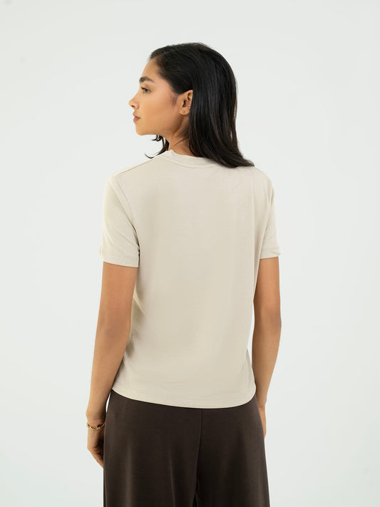 Basic T shirt Half Sleeve - Beige