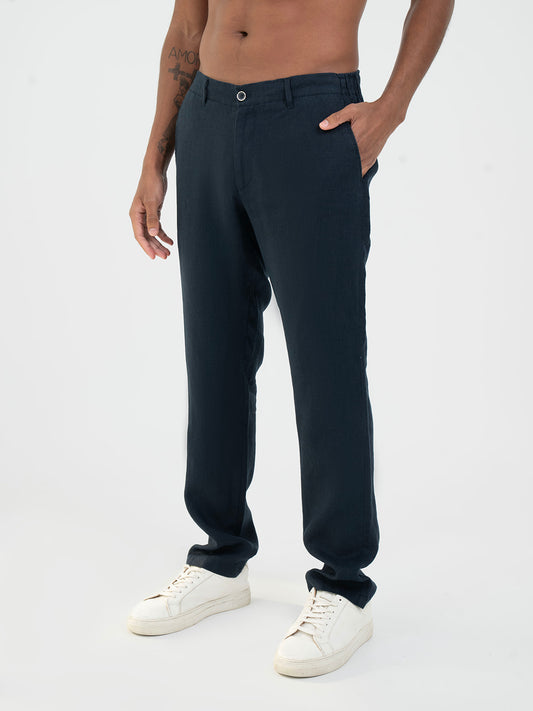 linen Trousers - Navy