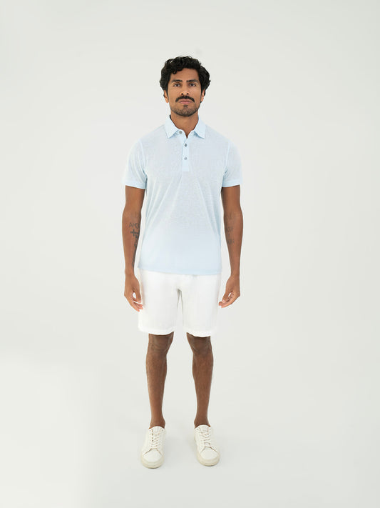 Polo Linen T shirt - Baby Blue