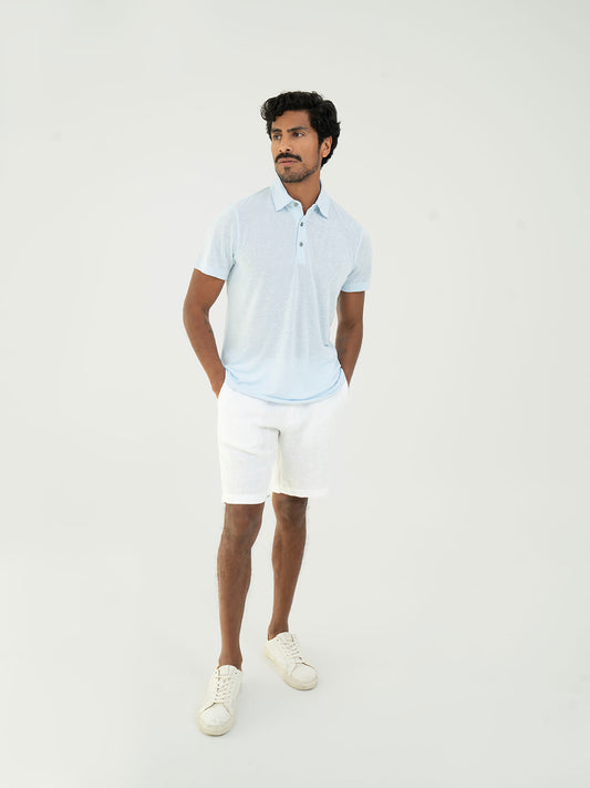 Polo Linen T shirt - Baby Blue