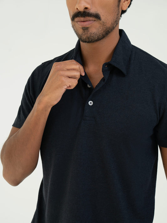 Polo Linen T shirt - Navy