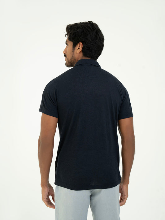 Polo Linen T shirt - Navy