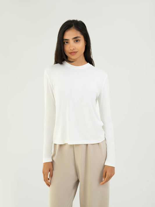 Basic T shirt Full Sleeve - White
