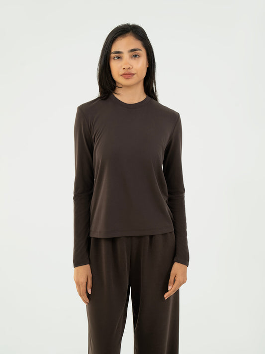 Basic T shirt Full Sleeve - Brown