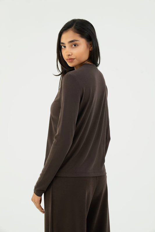 Basic T shirt Full Sleeve - Brown