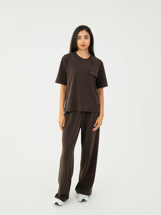 Basic T shirt With Pocket - Brown