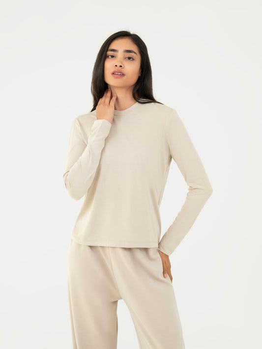 Basic T shirt Full Sleeve - Beige