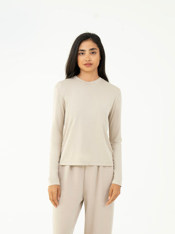 Basic T shirt Full Sleeve - Beige