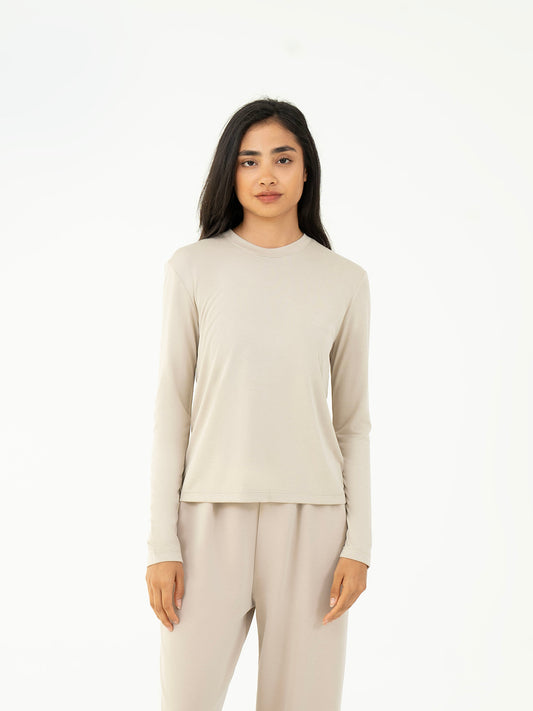 Basic T shirt Full Sleeve - Beige
