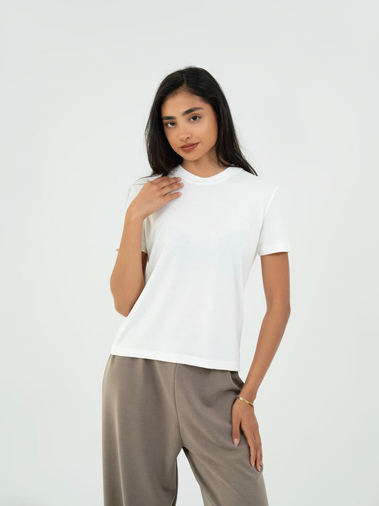 Basic T shirt Half Sleeve - White
