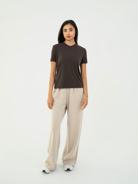 Basic T shirt Half Sleeve - Brown