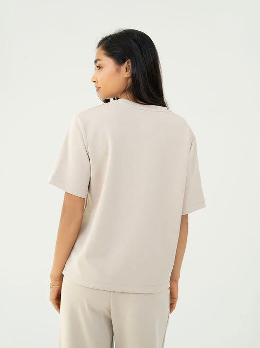Basic T shirt With Pocket - Beige